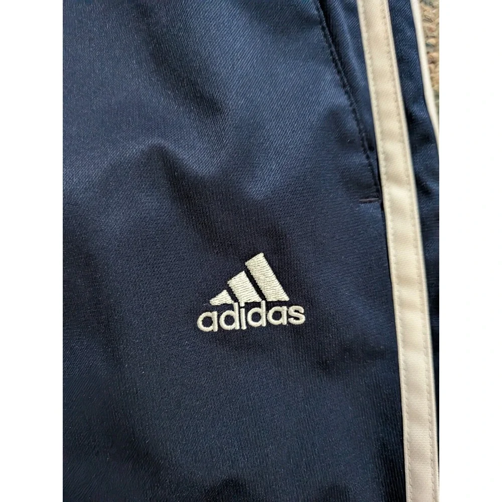 Adidas Climalite Navy Blue Track Pants White 3 Stripe Mesh Lined Mens XL